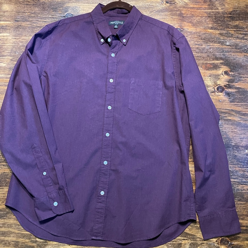 J Crew Mercantile Flex Men’s Shirt,  Bordeaux/Plum L/S Button Down. Size XL